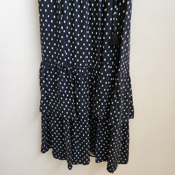 Knox Rose Dress Womens S Black Polka Dot Tiered Wrap Maxi Cottagecore Peasant - Picture 4 of 14